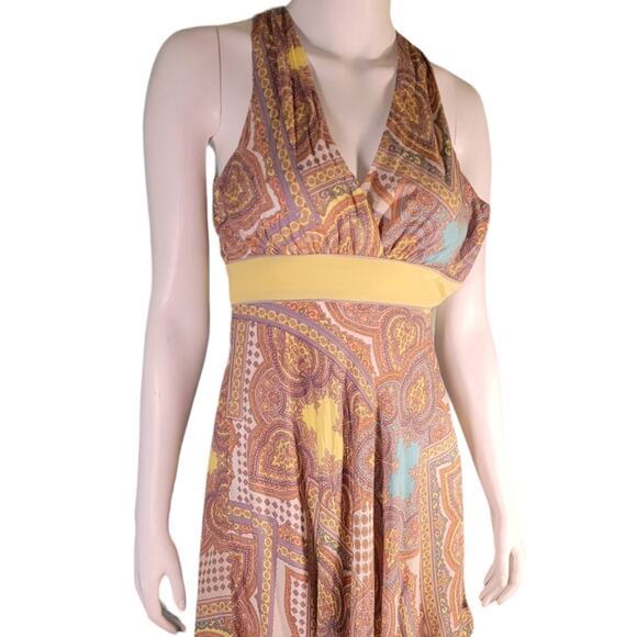 Antonio Melani Batik Paisley Hanky Hem Scarf Dress 0 Boho Cottagecore Lagenlook - Picture 4 of 10